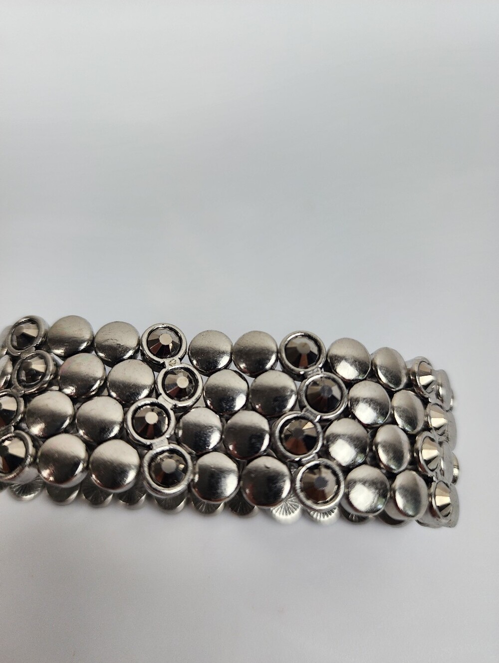 Silver Tone Rhinestones Stretch Bracelet - Women Jewelry - Picture 4 of 10